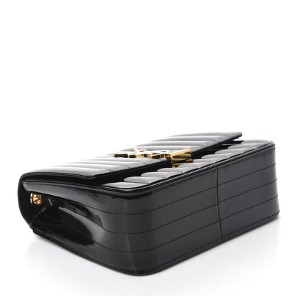 Saint Laurent Patent Matelasse Monogram Large Vicky Chain Bag Black 4 of 10