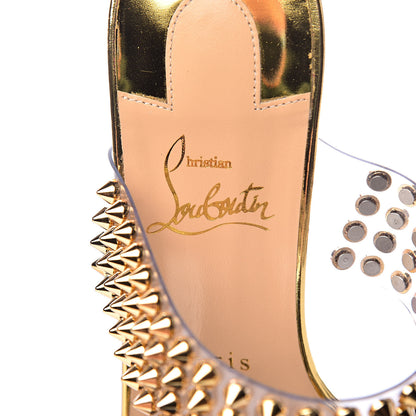 Christian Louboutin Specchio PVC Spikes Only 85 Slide Sandals 39.5 Gold 6 of 14