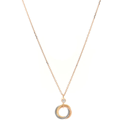 Cartier 18K Pink Yellow White Gold Diamond Trinity Pendant Necklace 1 of 5