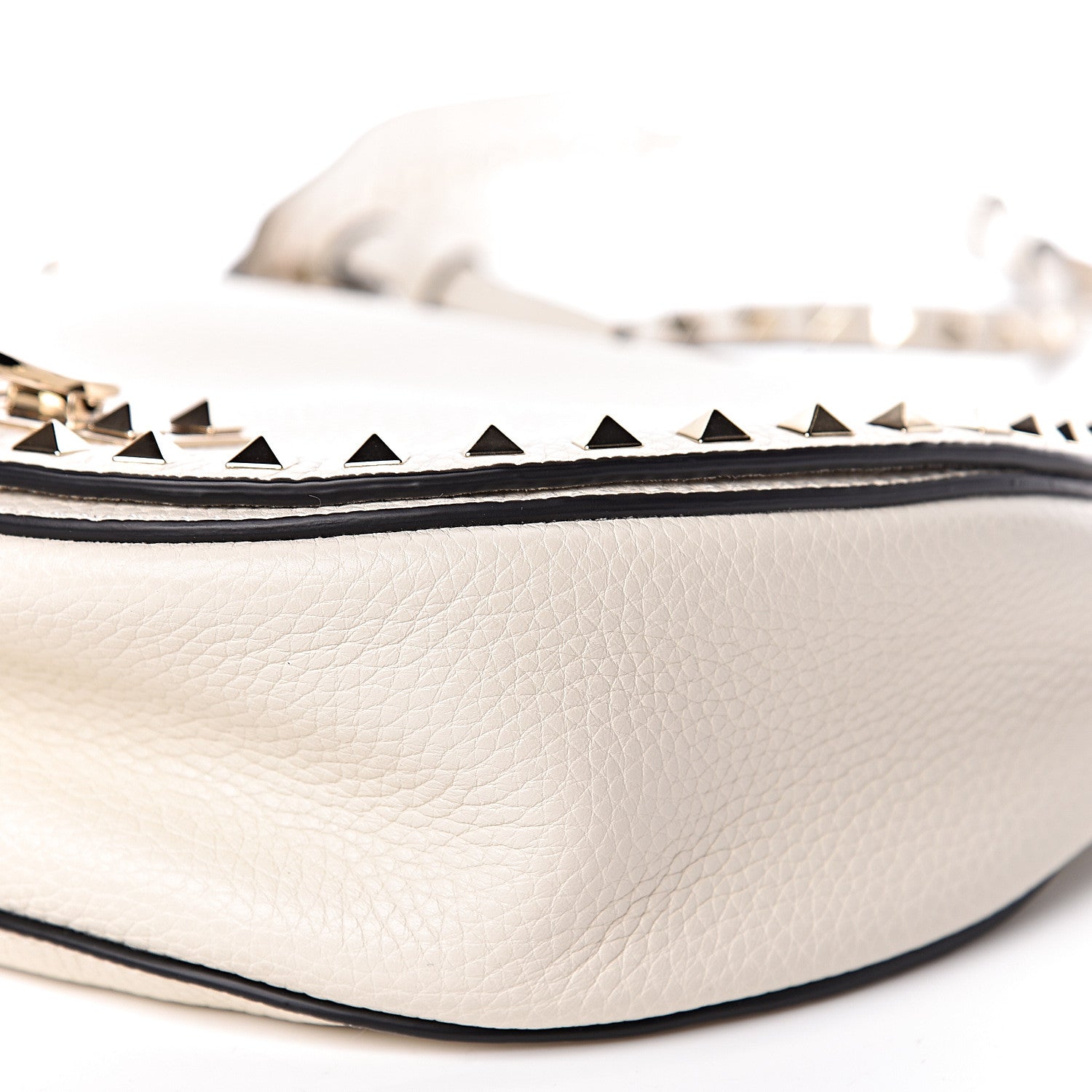 Valentino Garavani Grained Calfskin Rockstud Saddle Bag Light Ivory 8 of 10