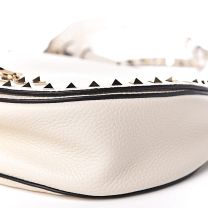 Valentino Garavani Grained Calfskin Rockstud Saddle Bag Light Ivory 8 of 10