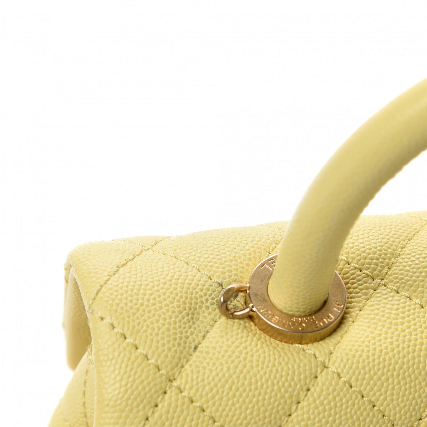 Caviar Quilted Mini Coco Handle Flap Yellow