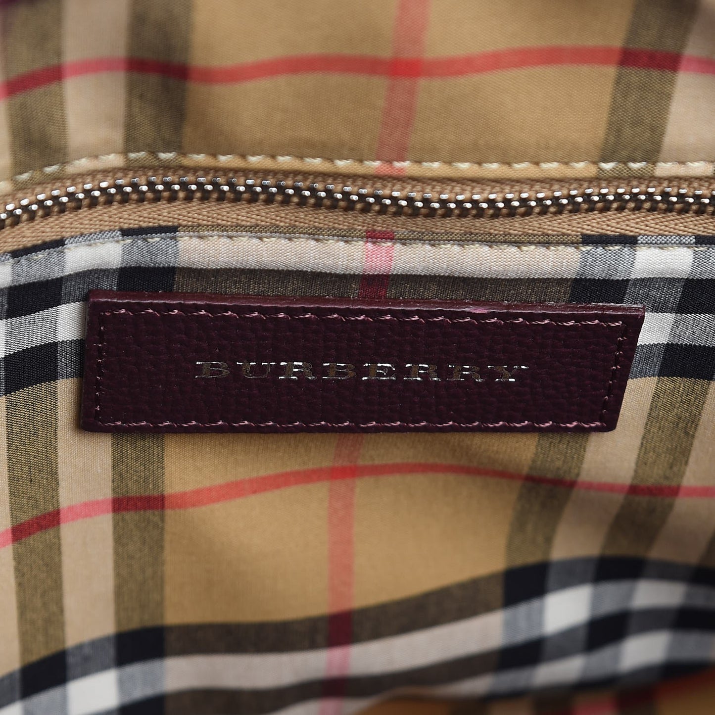 Derby Calfskin House Check Medium Banner Tote Burgundy