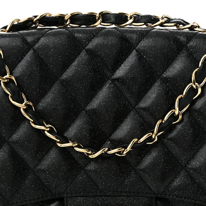 Chanel Patent Quilted Sparkle Glitter Jumbo Single Flap Black 8 of 13
