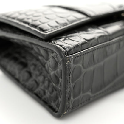 Balenciaga Shiny Calfskin Crocodile Embossed Hourglass Chain Bag Gris 9 of 11