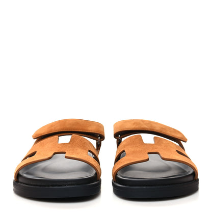 Hermes Suede Goatskin Womens Chypre Sandals 37 Naturel 2 of 8
