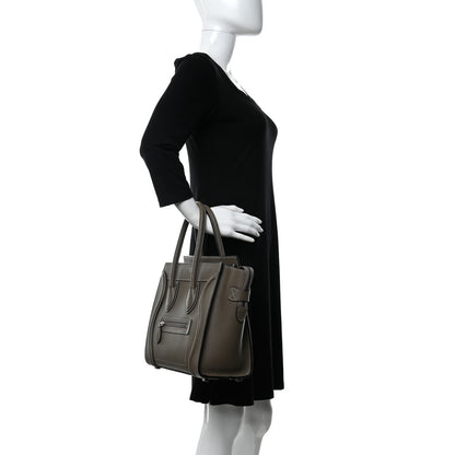 Celine Drummed Calfskin Micro Luggage Souris 2 of 9