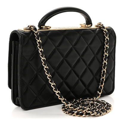 Chanel Lambskin Quilted Top Handle Trendy CC Wallet On Chain WOC Black 5 of 23