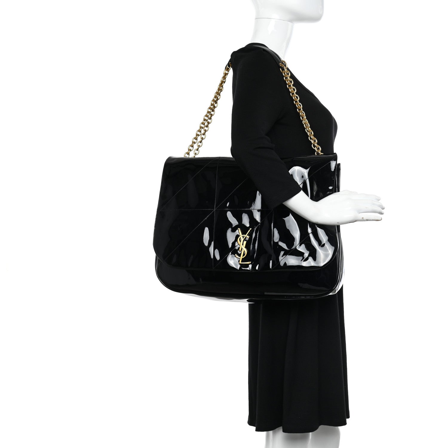 Saint Laurent Patent Matelasse Monogram Large Jamie 4.3 Black 2 of 10