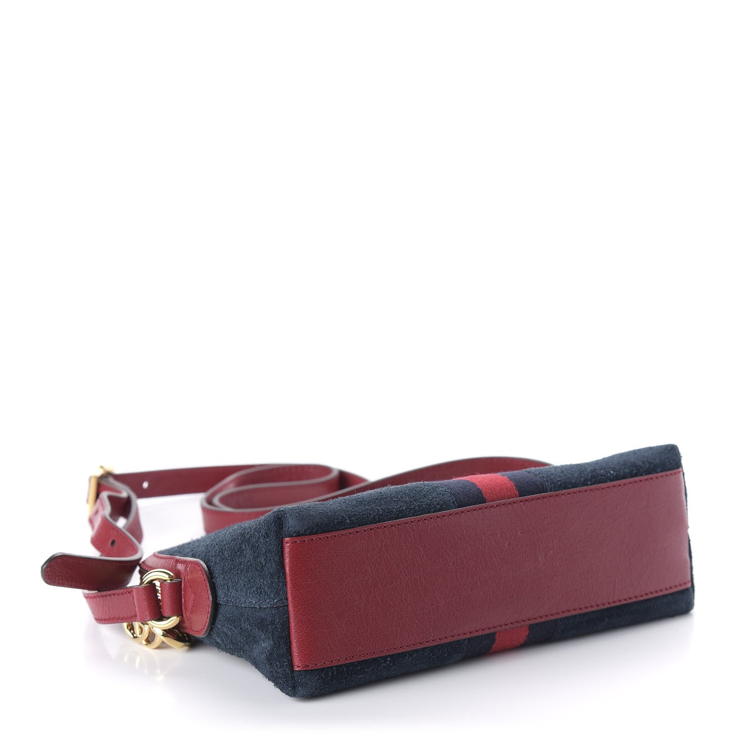 Gucci Suede Calfskin Web Small Ophidia Dome Shoulder Bag New Blue Romantic Cherry 4 of 10