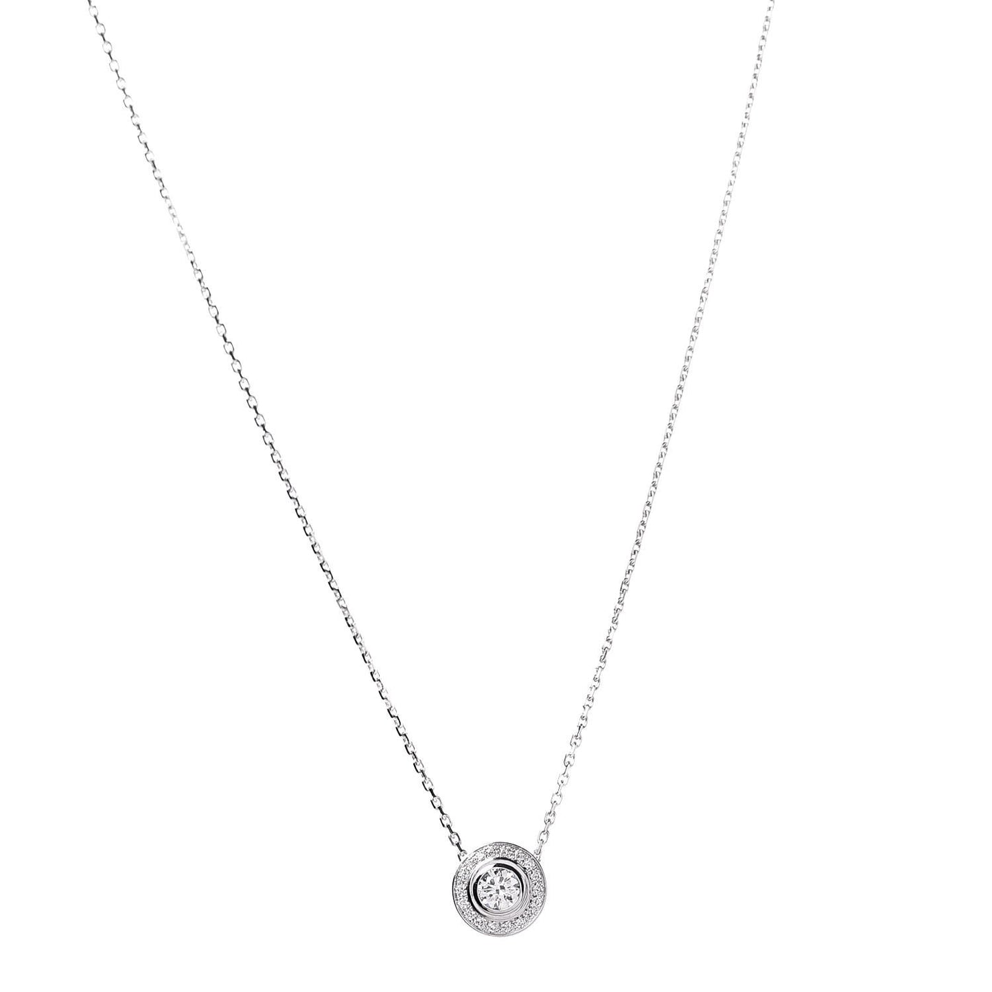 18K White Gold Diamond D'Amour Pave Pendant Necklace