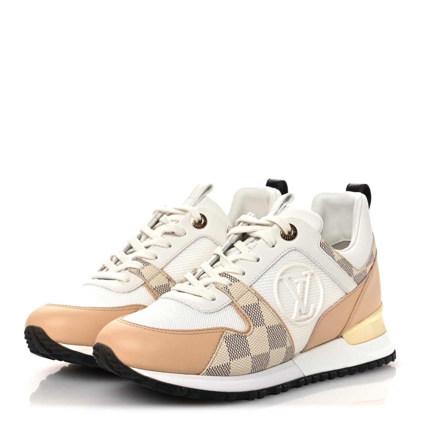 Calfskin Damier Azur Run Away Sneakers 36 White