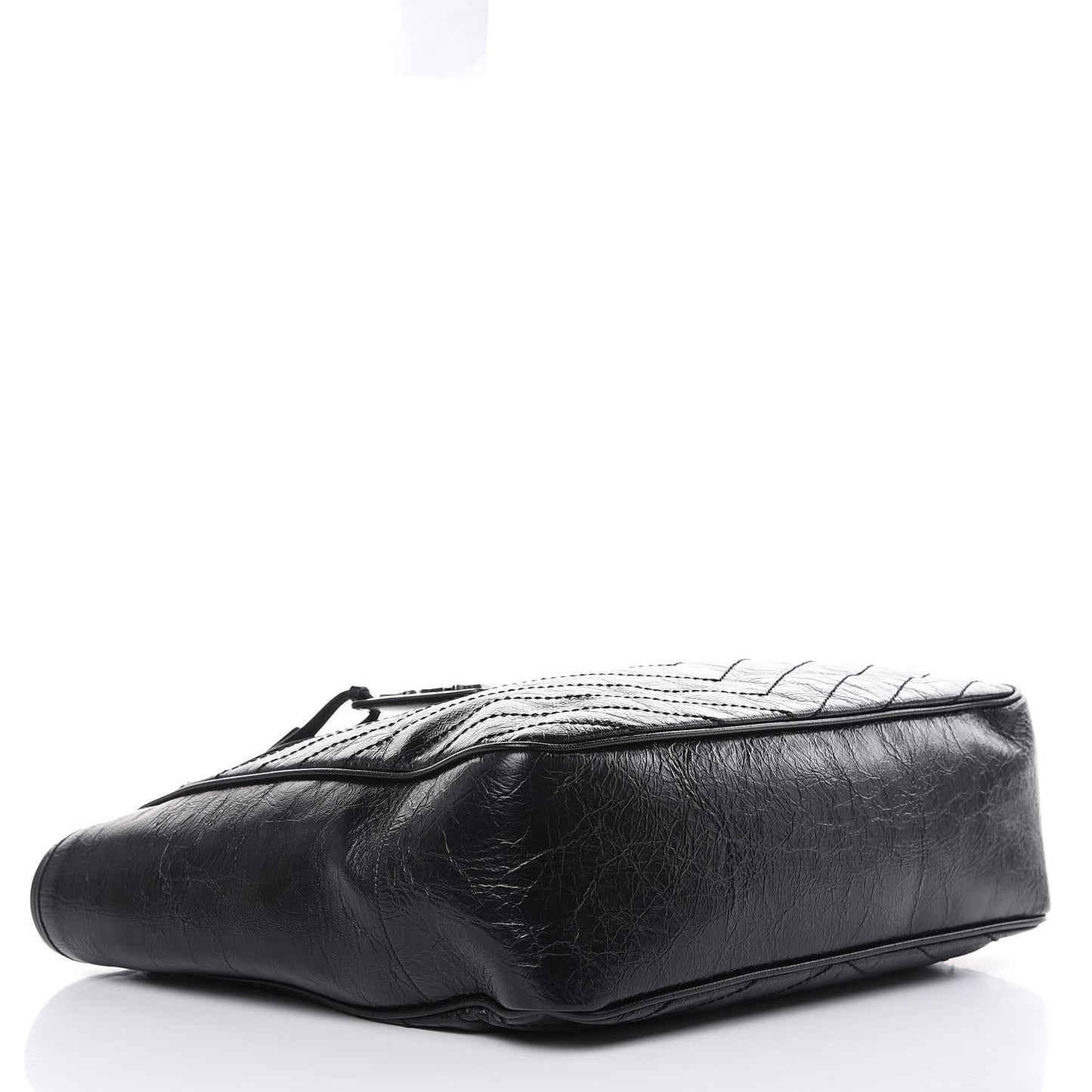 Crinkled Calfskin Matelasse Monogram Large Niki Shopping Tote Bag Black