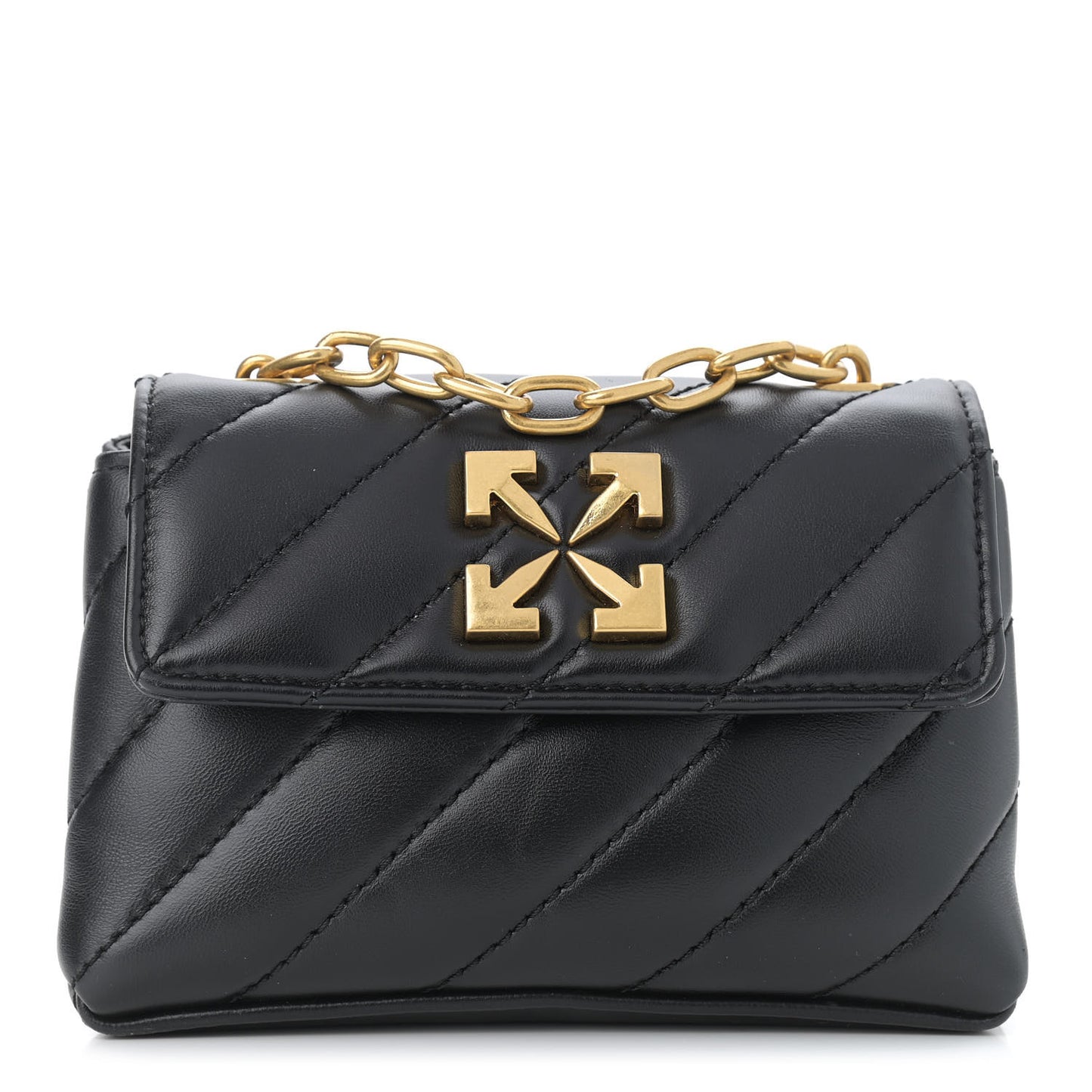 Calfskin Diagonal Quilted Jackhammer 17 Shoulder Bag Black