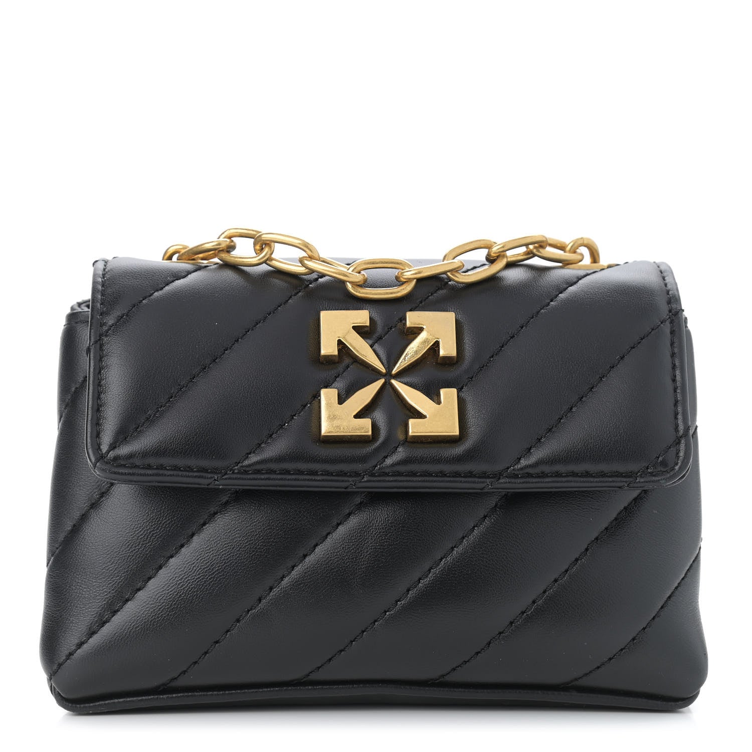 Off-White Calfskin Diagonal Quilted Jackhammer 17 Shoulder Bag Black 1 of 10