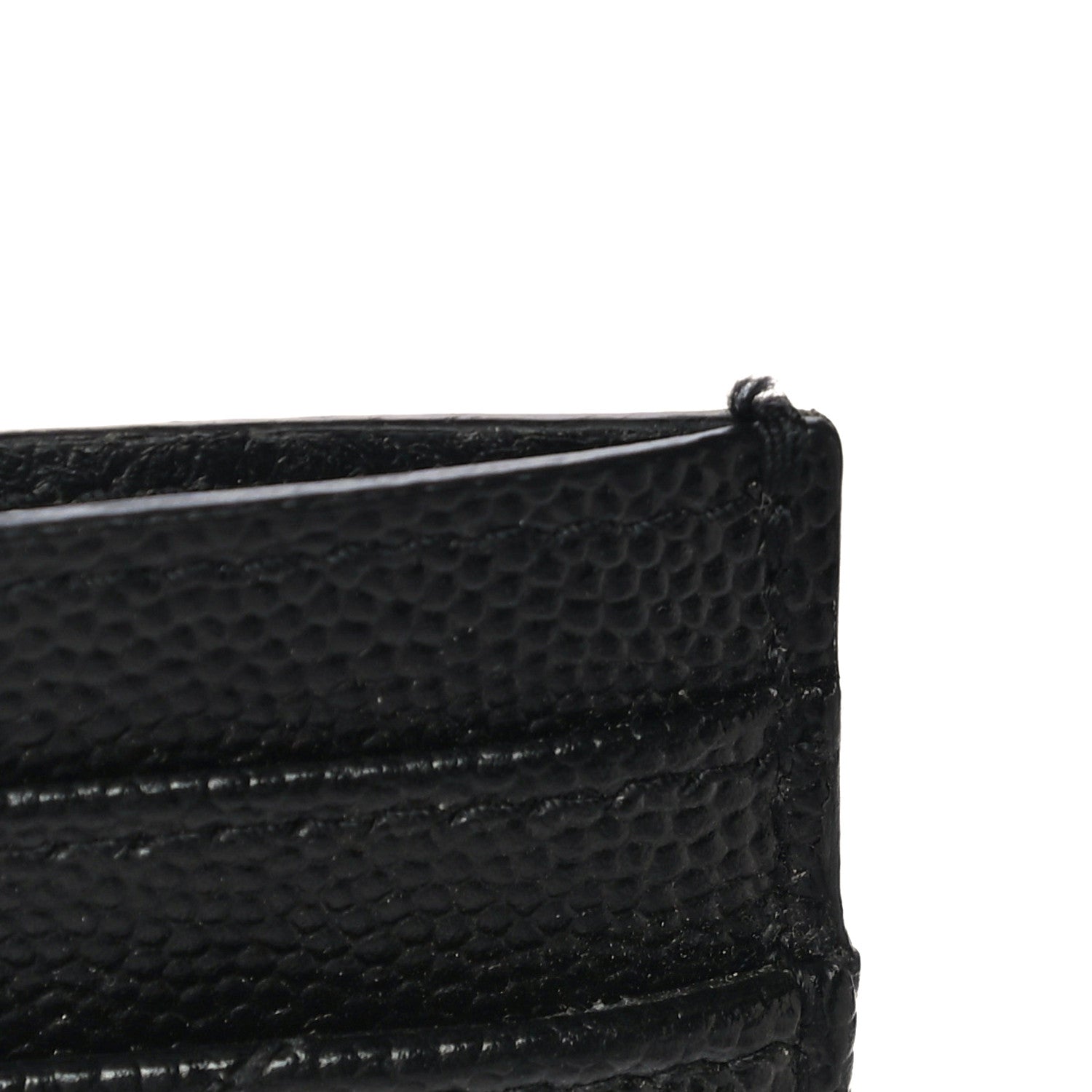 Saint Laurent Grain De Poudre Matelasse Chevron Monogram Credit Card Case Black 11 of 12