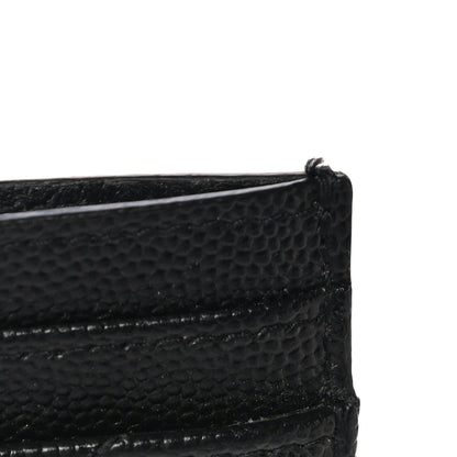 Saint Laurent Grain De Poudre Matelasse Chevron Monogram Credit Card Case Black 11 of 12