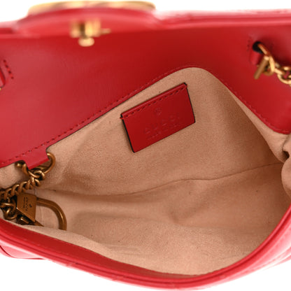 Gucci Calfskin Matelasse Super Mini GG Marmont Shoulder Bag Hibiscus Red 5 of 10