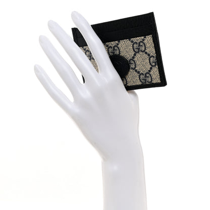 Gucci GG Supreme Monogram Textured Dollar Calfskin Retro Interlocking G Card Holder Beige Blue 2 of 7