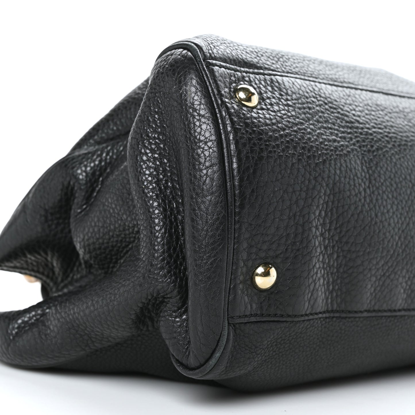 Pebbled Calfskin Medium Bamboo Shopper Tote Black