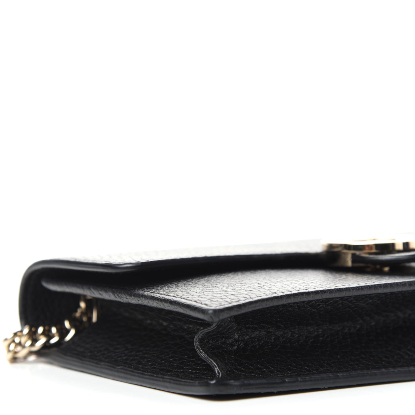 Dollar Calfskin Interlocking G Chain Wallet Black