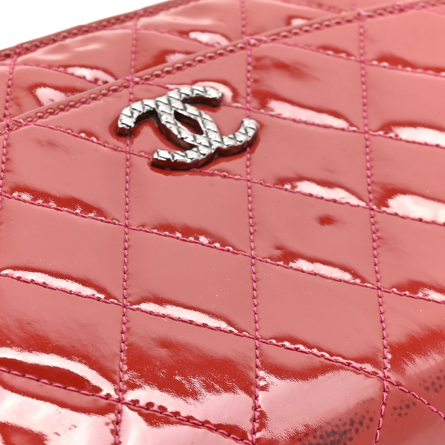 Chanel Patent Quilted Brilliant Wallet On Chain WOC Coral 16 of 16