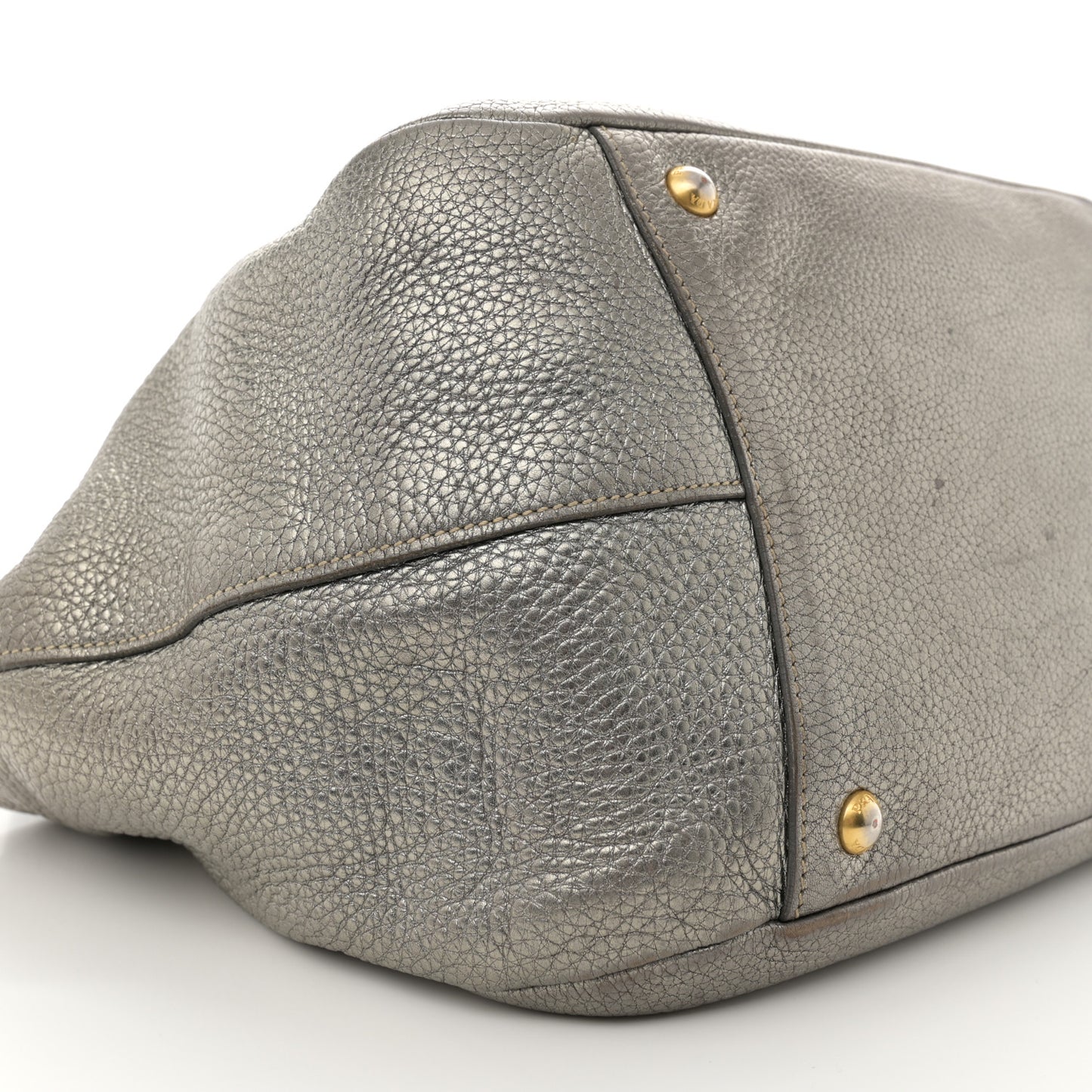 Metallic Vitello Daino Side Pocket Hobo Acciaio