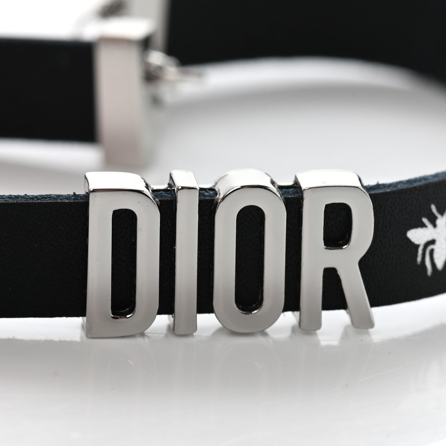 Calfskin Dior Bee Double Bracelet Black