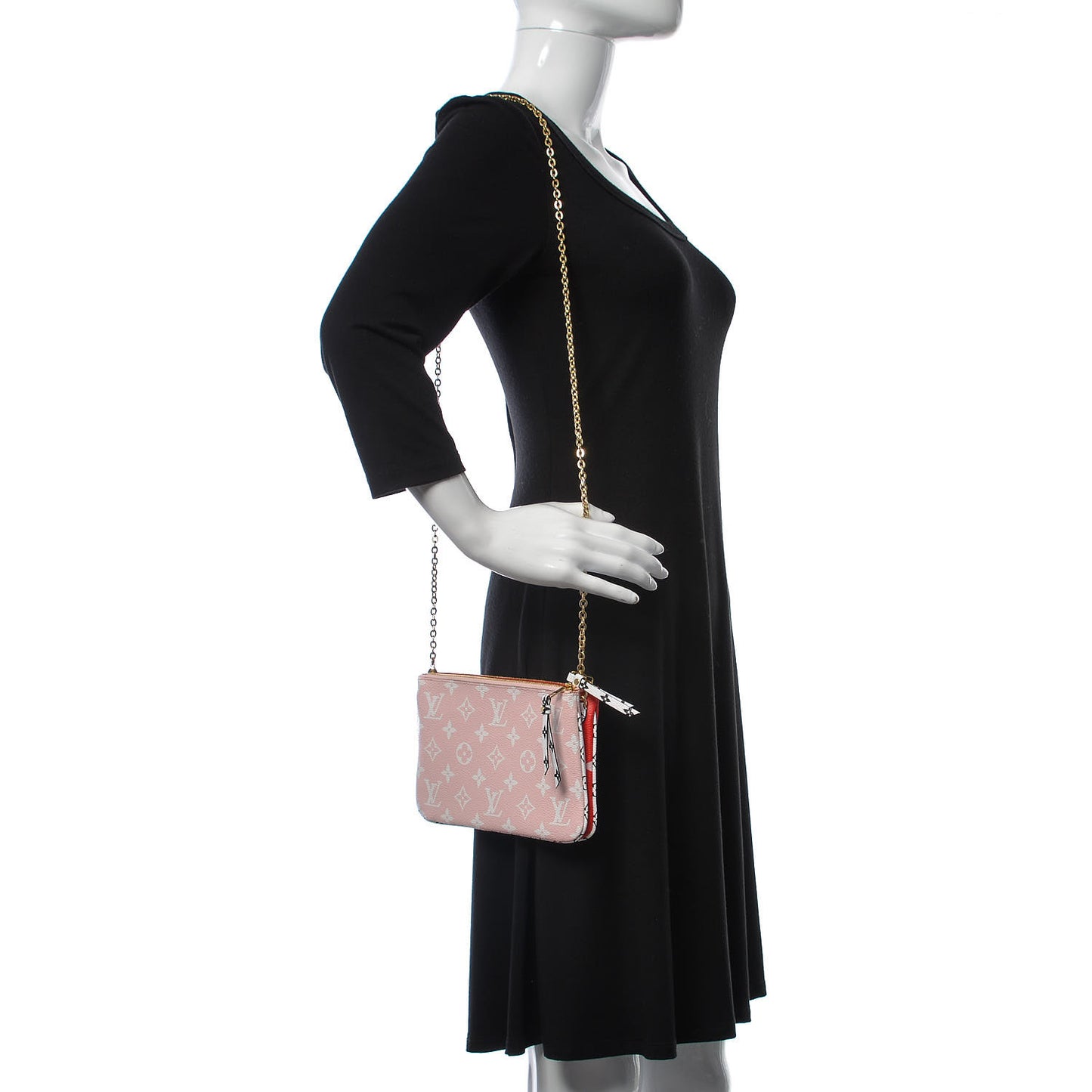 Monogram Giant Double Zip Pochette Rouge