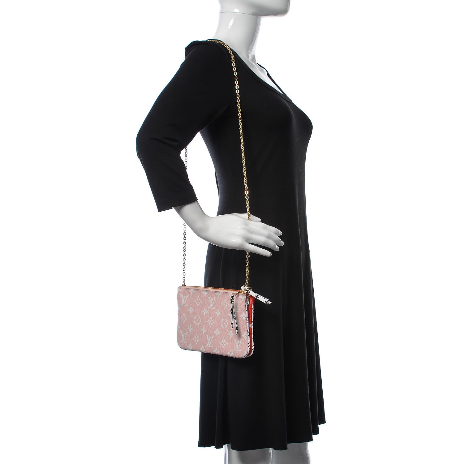 Louis Vuitton Monogram Giant Double Zip Pochette Rouge 2 of 9