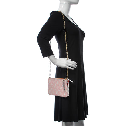 Louis Vuitton Monogram Giant Double Zip Pochette Rouge 2 of 9