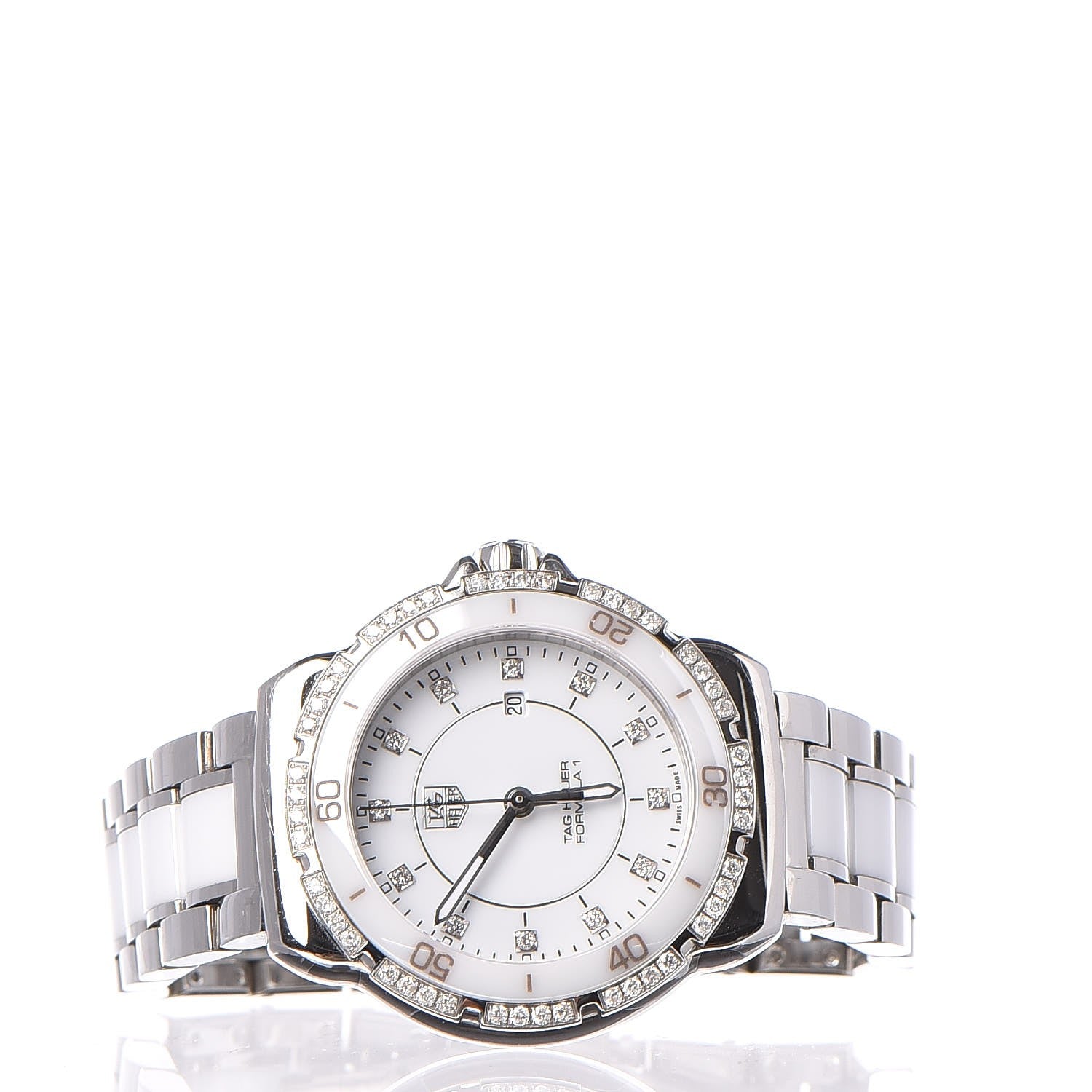 Tag Heuer Stainless Steel Ceramic Diamond 32mm Formula 1 Quartz Watch White WAH1313 3 of 10