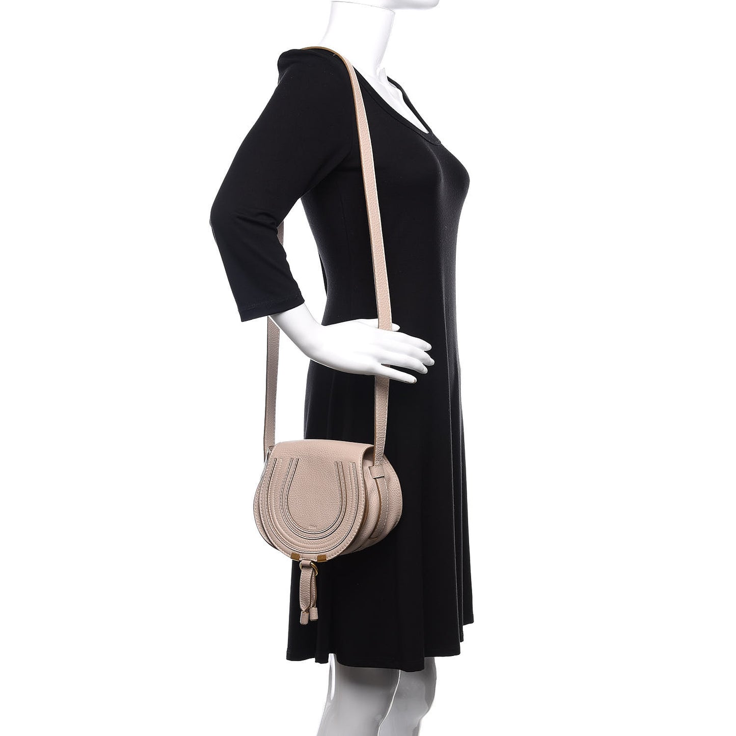 Calfskin Mini Marcie Round Crossbody Bag Abstract White