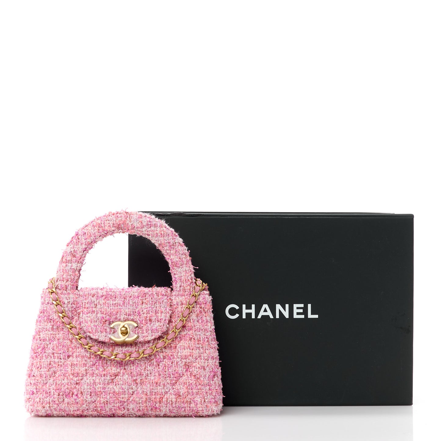 Tweed Quilted Nano Kelly Shopper Pink