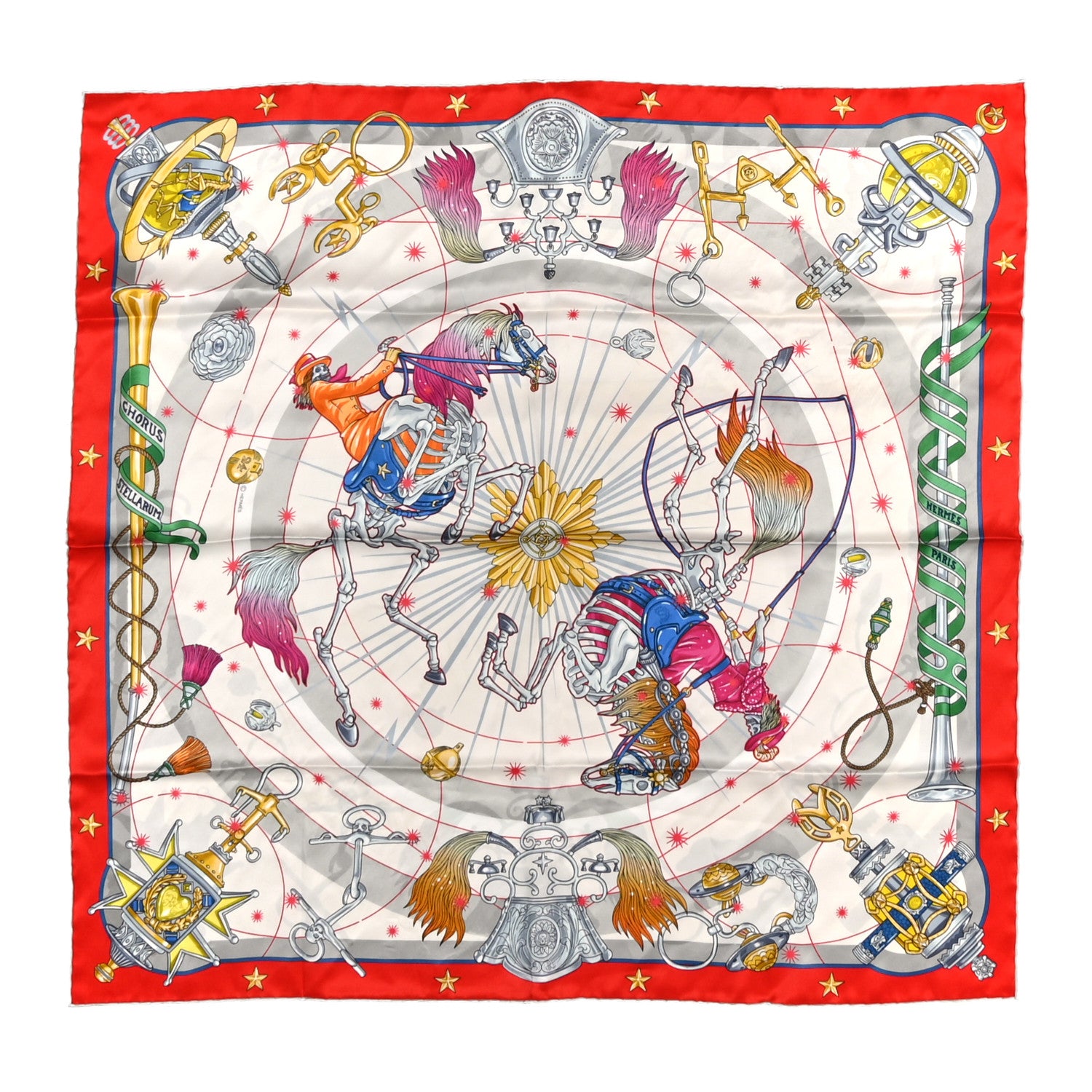 Hermes Silk Chorus Stellarum Scarf 70 Rouge White Multicolor 1 of 7