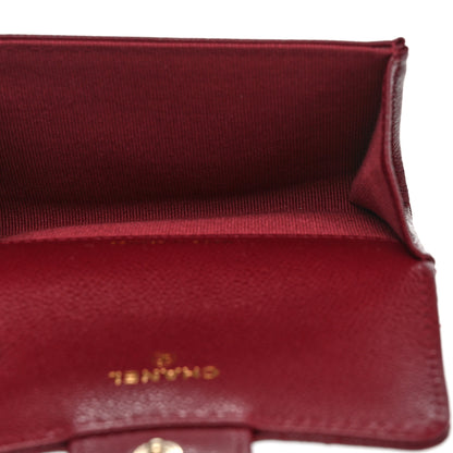 Chanel Caviar Quilted Flap Card Holder Wallet Burgundy 5 of 9