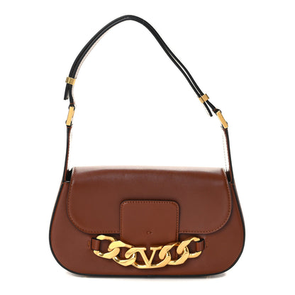 Valentino Garavani Smooth Calfskin Vlogo Chain Shoulder Bag Saddle Brown 1 of 11