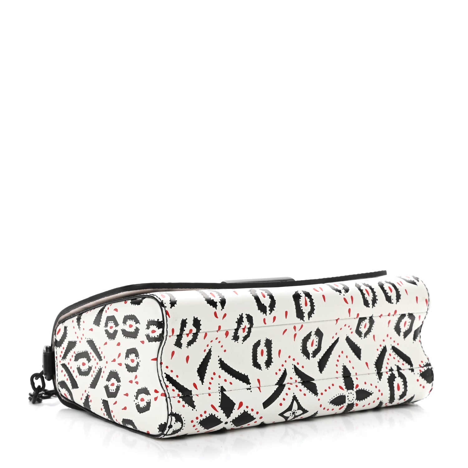 Louis Vuitton Calfskin Graphic Print Twist Shoulder Bag MM White Black 3 of 11