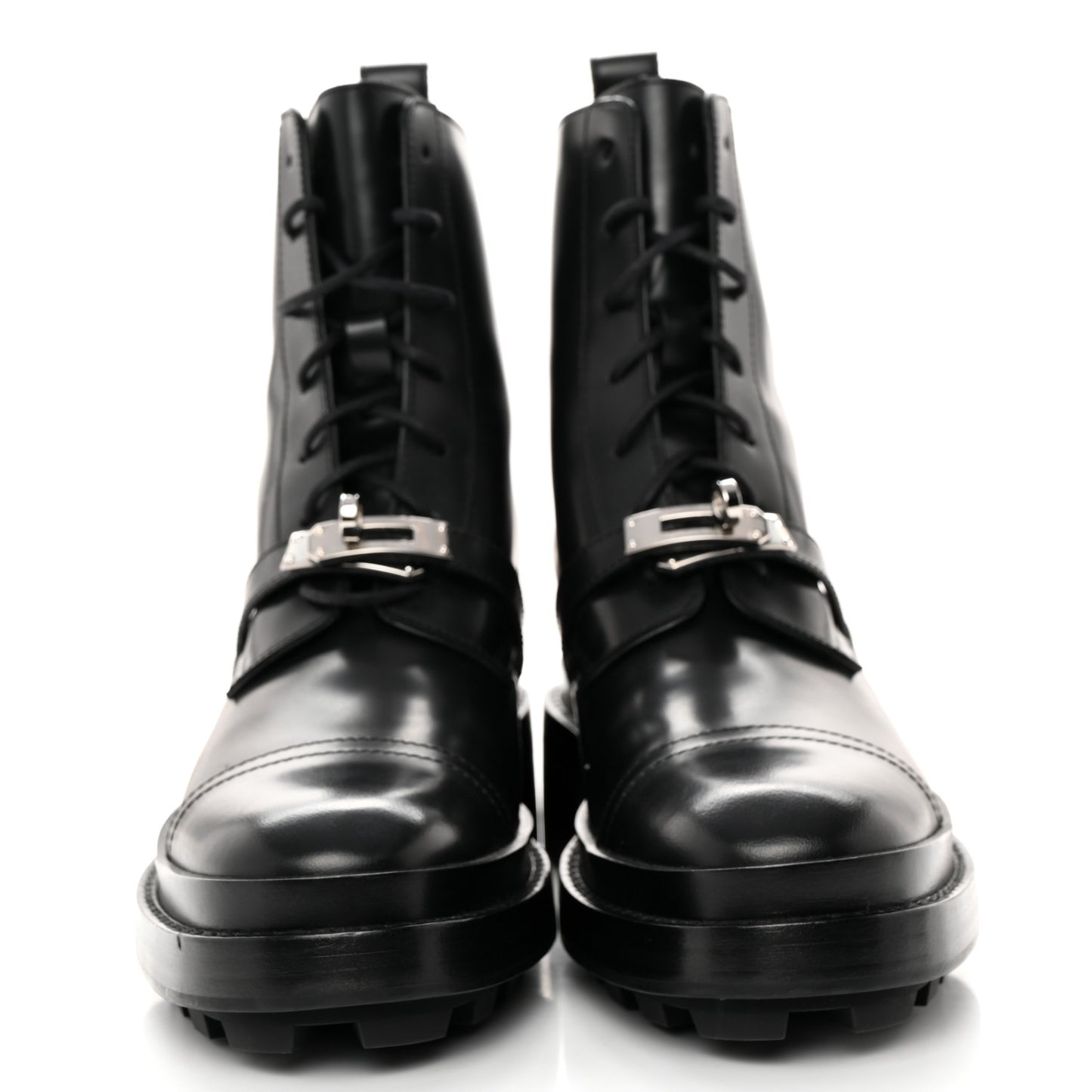 Glossed Calfskin Funk Ankle Boots 36.5 Black