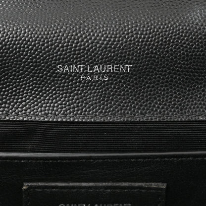 Saint Laurent Grain De Poudre Textured Mixed Matelasse Triquilt Medium Monogram Satchel Black 6 of 12