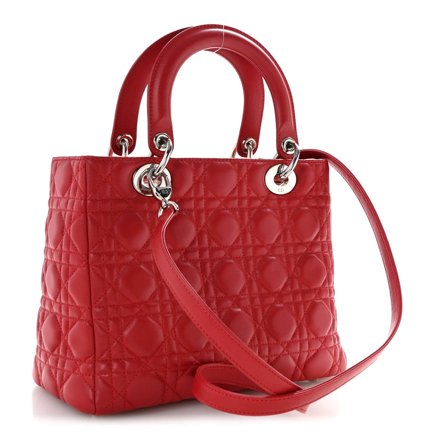 Lambskin Cannage Medium Lady Dior Red