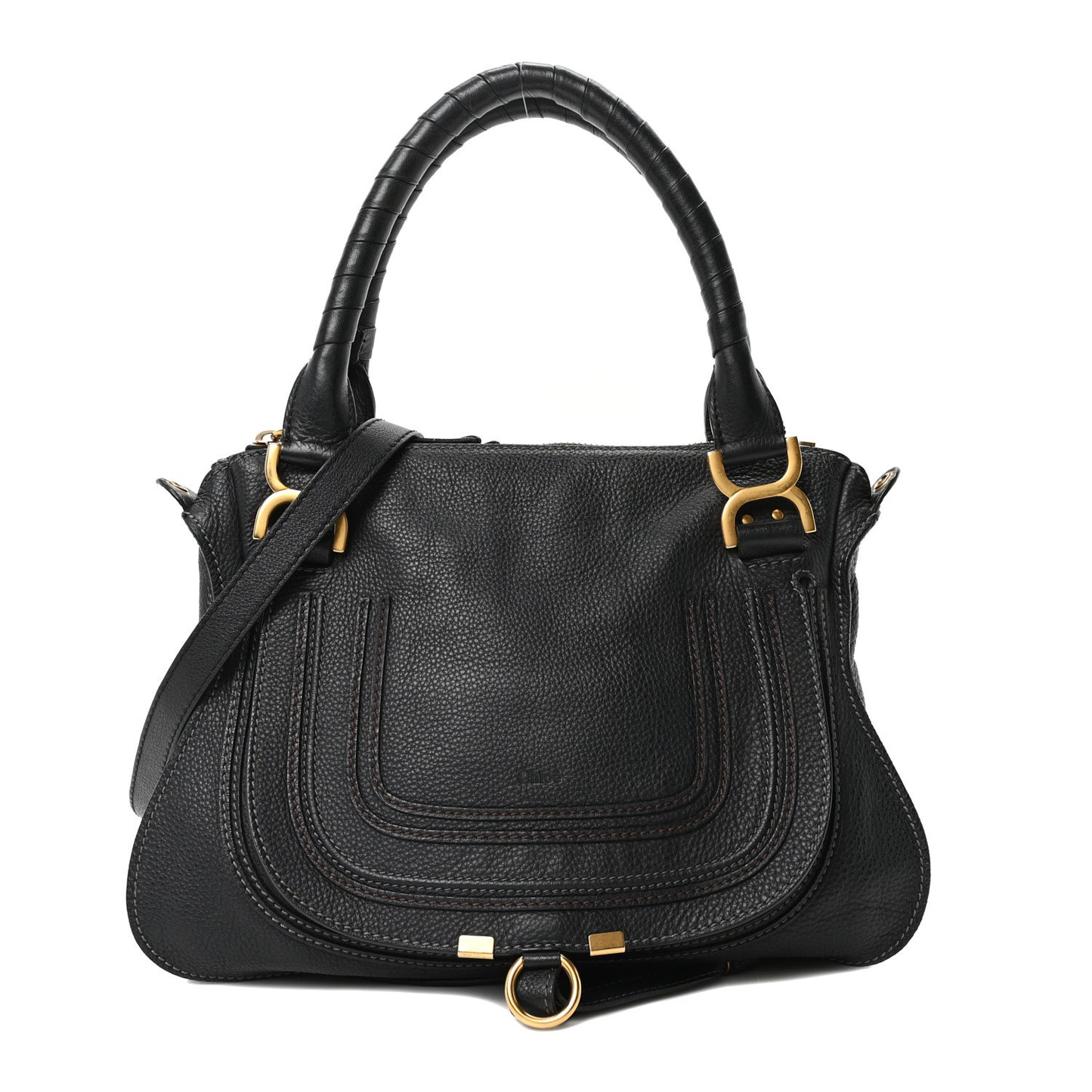 Calfskin Medium Marcie Satchel Black