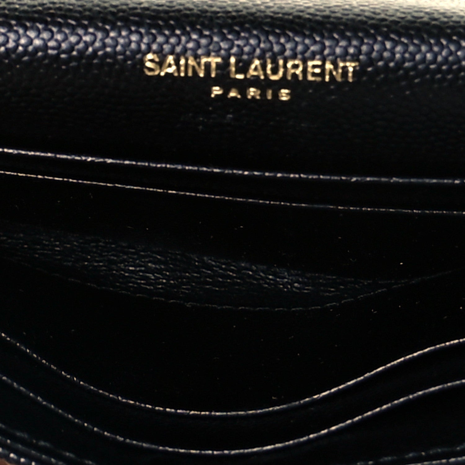 Saint Laurent Grain De Poudre Matelasse Chevron Small Monogram Envelope Wallet Black 7 of 8