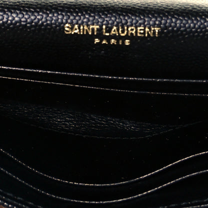 Saint Laurent Grain De Poudre Matelasse Chevron Small Monogram Envelope Wallet Black 7 of 8