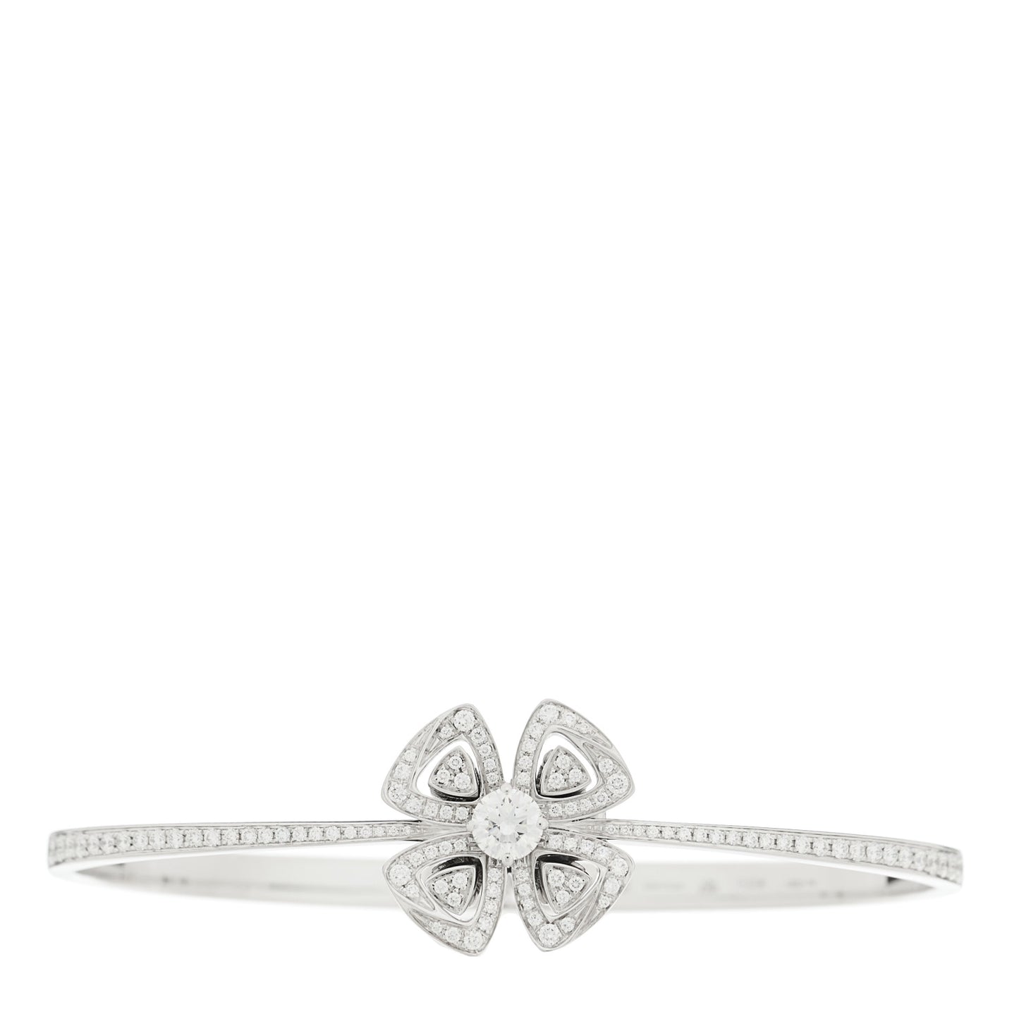 18K White Gold Diamond Fiorever Pave Bangle Bracelet