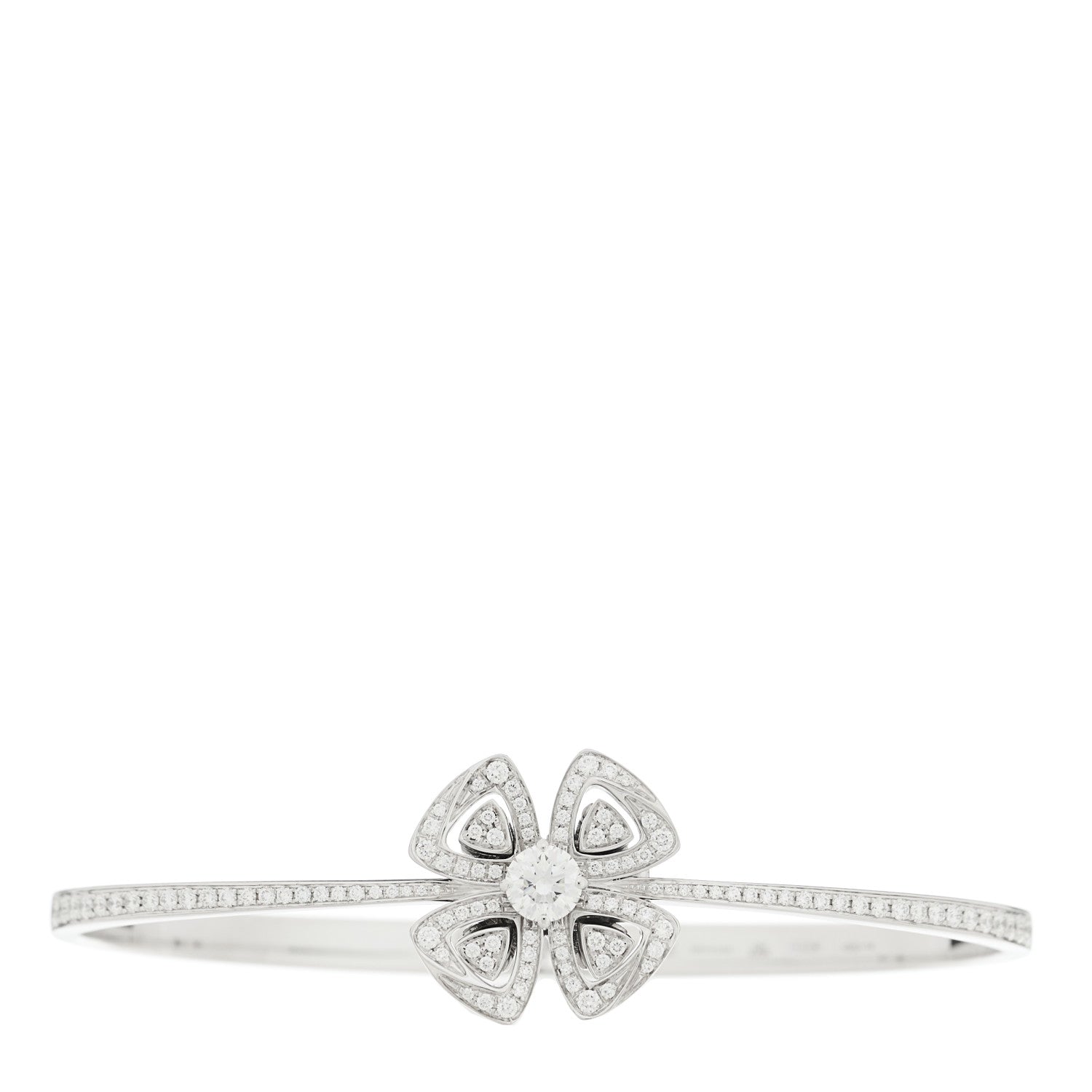 Bulgari 18K White Gold Diamond Fiorever Pave Bangle Bracelet 1 of 4
