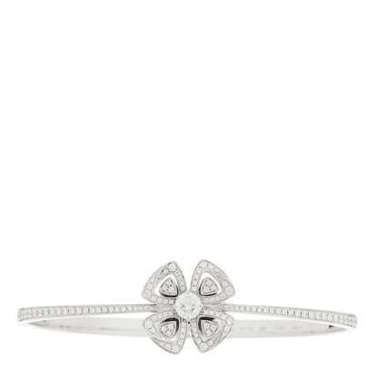 Bulgari 18K White Gold Diamond Fiorever Pave Bangle Bracelet 1 of 4
