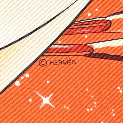 Hermes Silk Space Derby Scarf 90 Orange Creme Roux 4 of 5