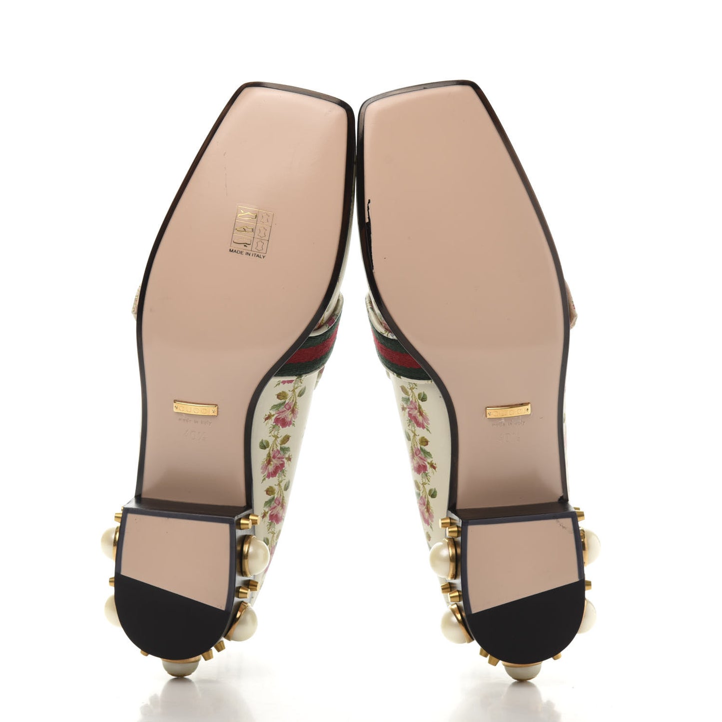 Calfskin Web Pearl Embellished Peyton Loafer 40.5 White