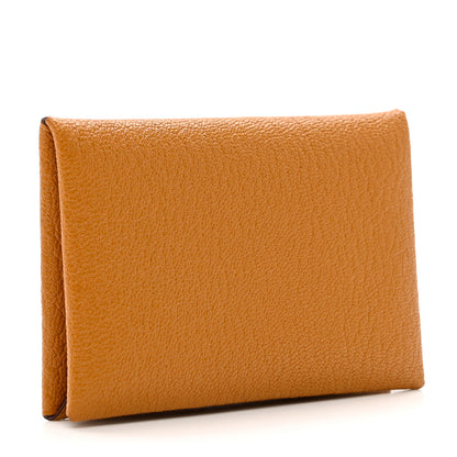 Hermes Chevre Mysore Verso Calvi Card Case Caramel Rose Sakura 3 of 6